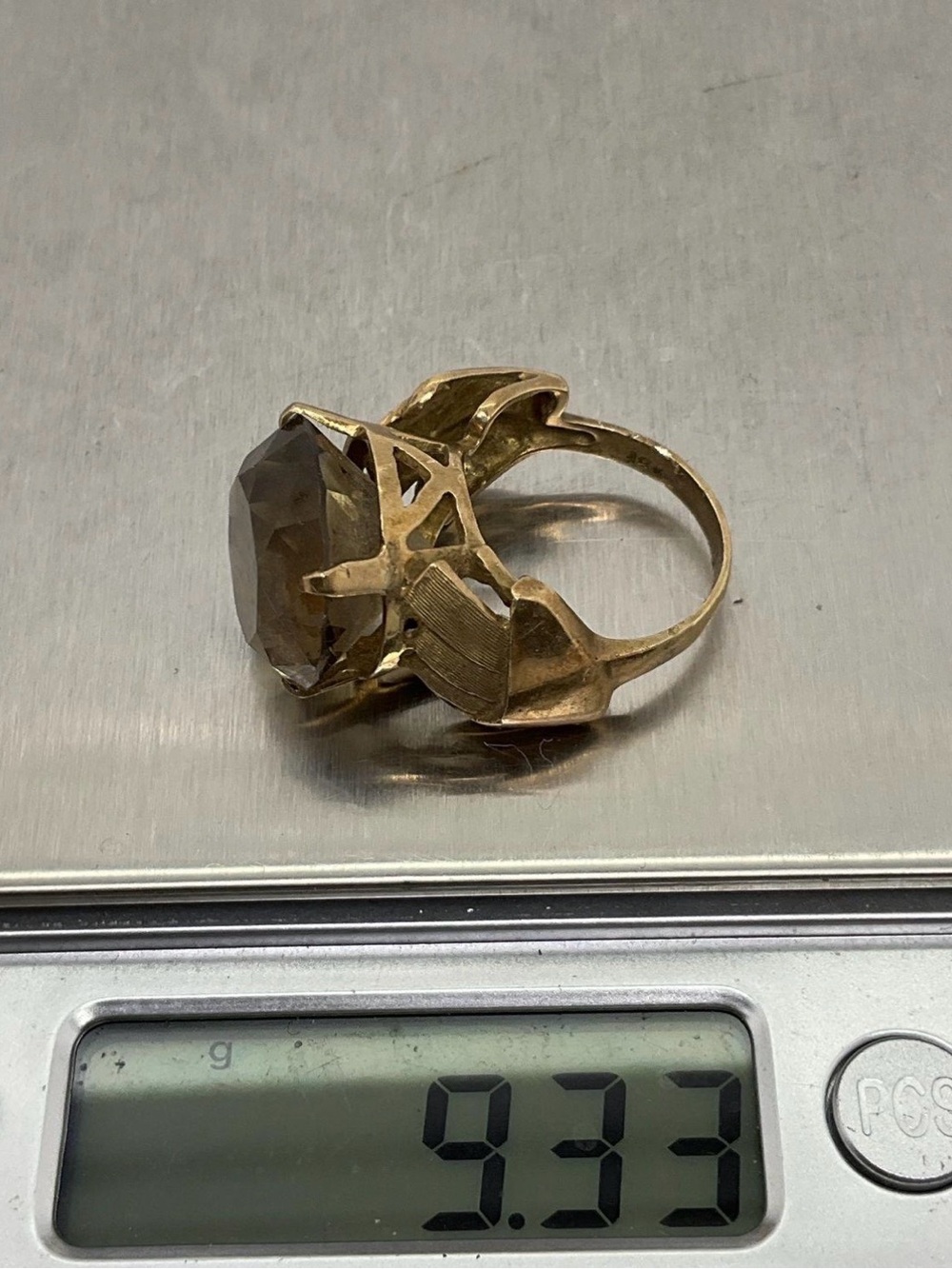 10K Yellow Gold Smoky Quartz Ring 9.33 g